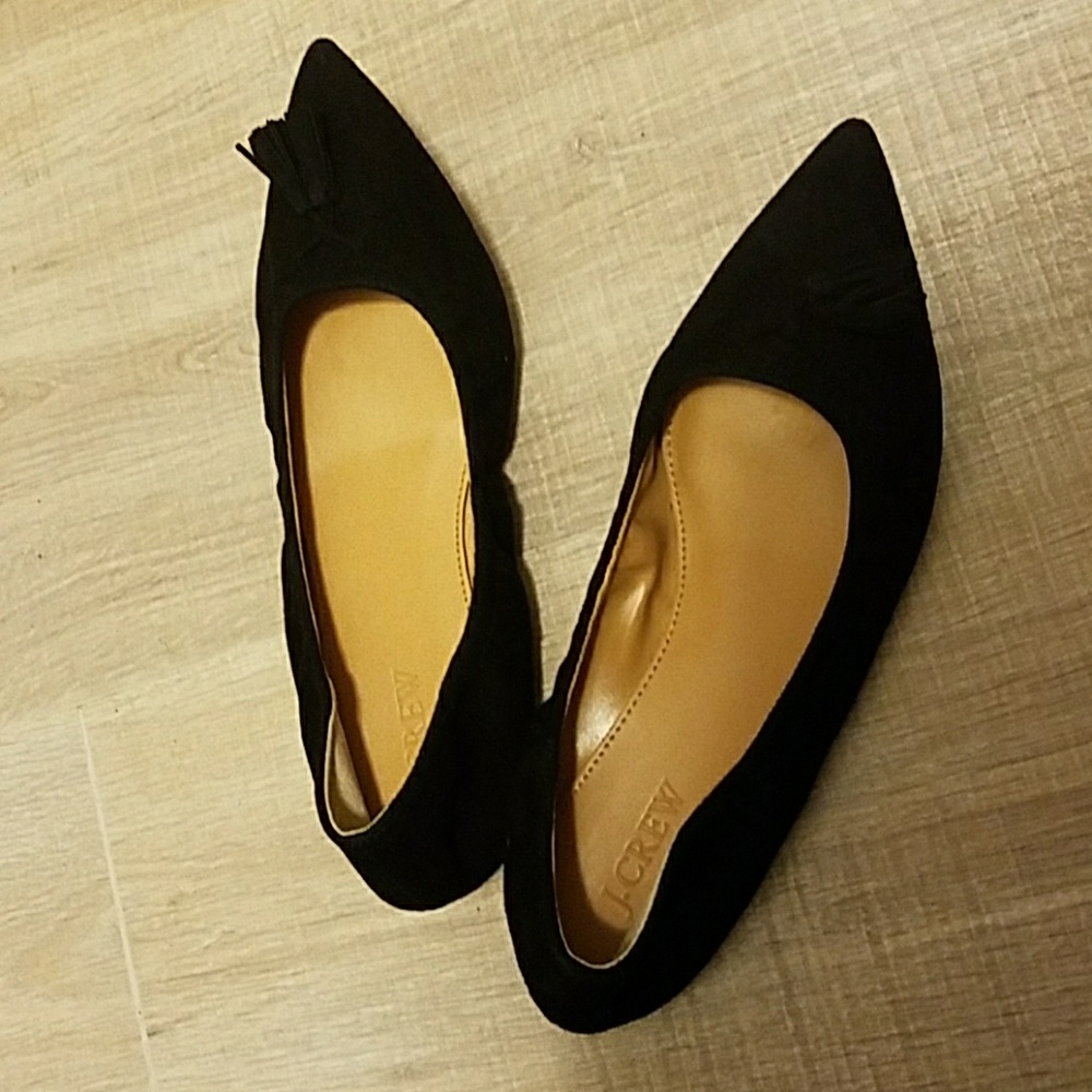 Jcrew suede stretch tassel flats